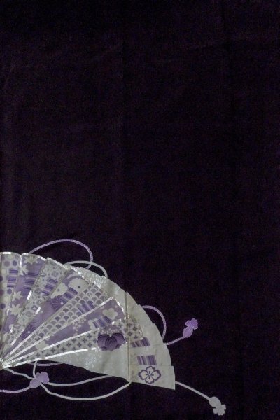 画像6: O0509X 女性用留袖  シルク（正絹） 黒, 梅 【中古】【USED】【リサイクル】 ★★☆☆☆【O0509X】 (6)