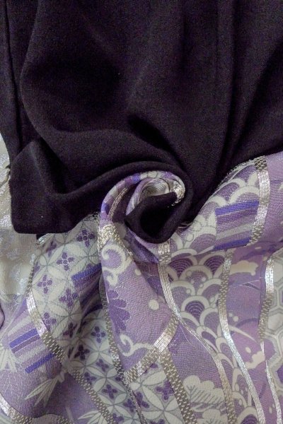 画像13: O0509X 女性用留袖  シルク（正絹） 黒, 梅 【中古】【USED】【リサイクル】 ★★☆☆☆【O0509X】 (13)