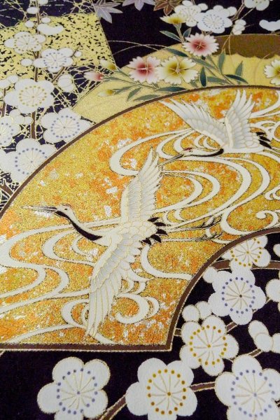 画像11: O0509Y 女性用留袖  シルク（正絹） 黒, 梅 【中古】【USED】【リサイクル】 ★★★☆☆【O0509Y】 (11)