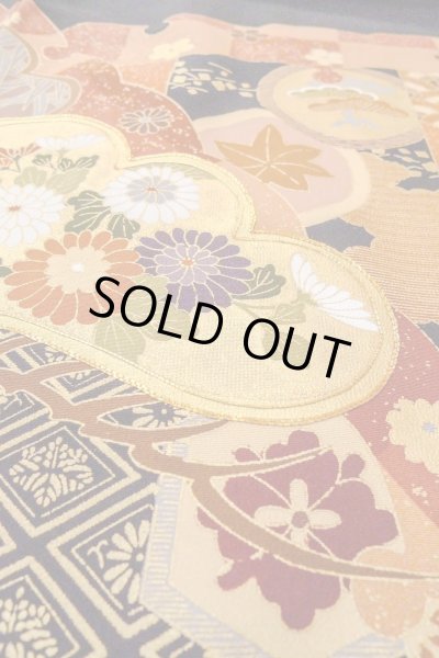 画像13: O0509Z 女性用留袖  シルク（正絹） 黒, ぼたん 【中古】【USED】【リサイクル】 ★★★☆☆【O0509Z】 (13)