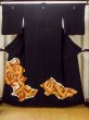 画像1: O0510C 女性用留袖  シルク（正絹） 黒, 菊 【中古】【USED】【リサイクル】 ★★★☆☆【O0510C】 (1)