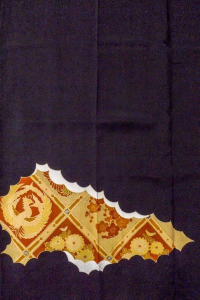 画像6: O0510C 女性用留袖  シルク（正絹） 黒, 菊 【中古】【USED】【リサイクル】 ★★★☆☆【O0510C】 (6)