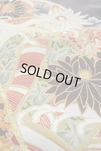 画像13: O0510D 女性用留袖  シルク（正絹） 黒, 菊 【中古】【USED】【リサイクル】 ★☆☆☆☆【O0510D】 (13)