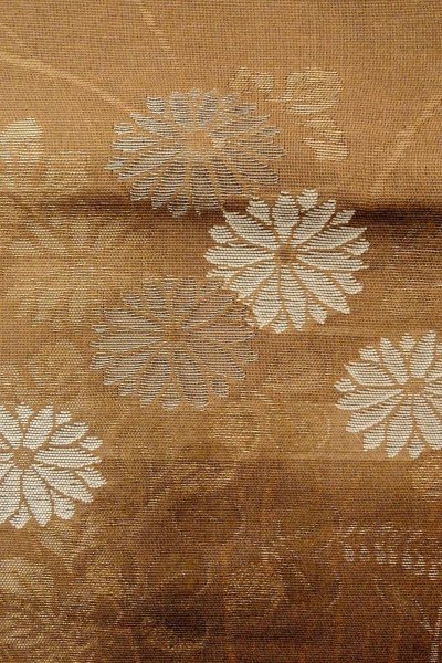 画像5: O0528A 袋帯 女性用着物 シルク(正絹)   茶色 花 【中古】 【USED】 【リサイクル】 ★★★★☆ (5)