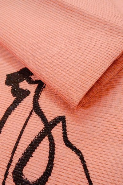 画像11: O0528C 名古屋帯 女性用着物 麻   珊瑚色  【中古】 【USED】 【リサイクル】 ★★★★☆ (11)