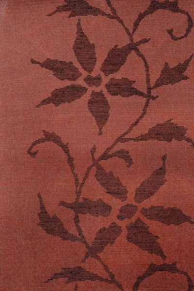 画像3: O0528D 名古屋帯 女性用着物 麻   えんじ 花 【中古】 【USED】 【リサイクル】 ★★★★☆ (3)