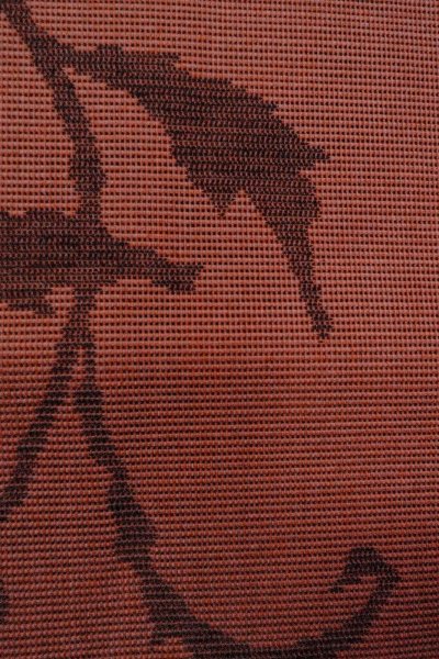 画像8: O0528D 名古屋帯 女性用着物 麻   えんじ 花 【中古】 【USED】 【リサイクル】 ★★★★☆ (8)