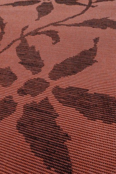 画像9: O0528D 名古屋帯 女性用着物 麻   えんじ 花 【中古】 【USED】 【リサイクル】 ★★★★☆ (9)