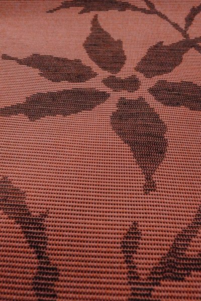 画像10: O0528D 名古屋帯 女性用着物 麻   えんじ 花 【中古】 【USED】 【リサイクル】 ★★★★☆ (10)