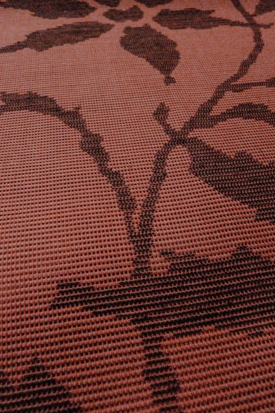 画像11: O0528D 名古屋帯 女性用着物 麻   えんじ 花 【中古】 【USED】 【リサイクル】 ★★★★☆ (11)