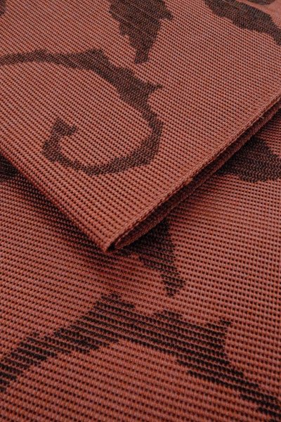 画像12: O0528D 名古屋帯 女性用着物 麻   えんじ 花 【中古】 【USED】 【リサイクル】 ★★★★☆ (12)