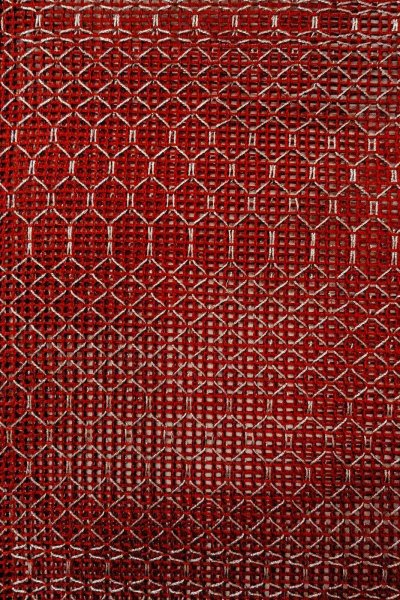 画像5: O0528E 八寸(袋名古屋)帯 女性用着物 麻   えんじ 幾何学模様 【中古】 【USED】 【リサイクル】 ★★★★☆ (5)