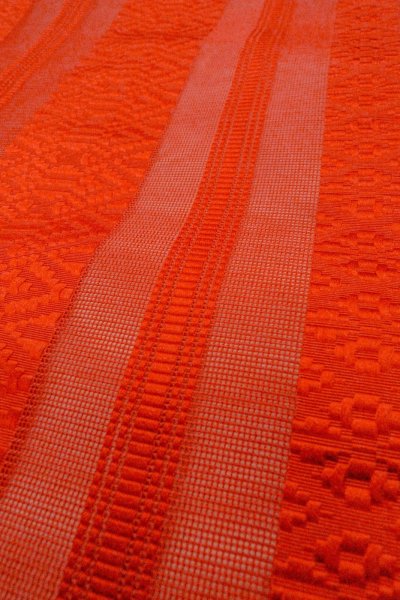 画像8: O0528F 名古屋帯 女性用着物 シルク(正絹)   赤色 献上柄 【中古】 【USED】 【リサイクル】 ★★★★☆ (8)