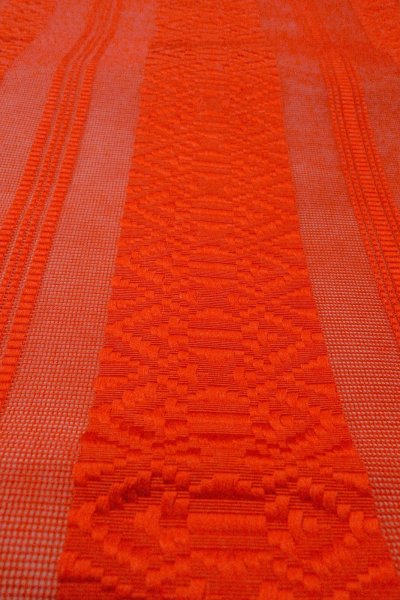 画像9: O0528F 名古屋帯 女性用着物 シルク(正絹)   赤色 献上柄 【中古】 【USED】 【リサイクル】 ★★★★☆ (9)