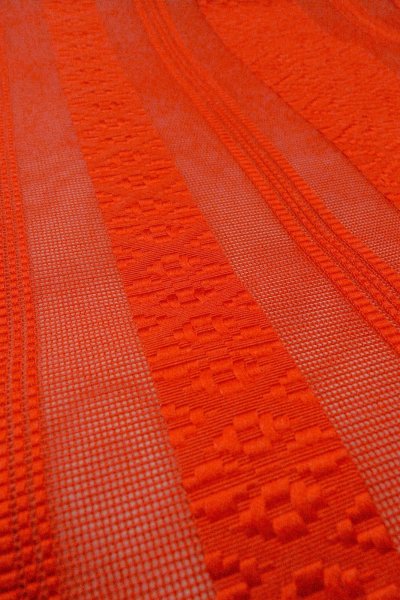 画像10: O0528F 名古屋帯 女性用着物 シルク(正絹)   赤色 献上柄 【中古】 【USED】 【リサイクル】 ★★★★☆ (10)