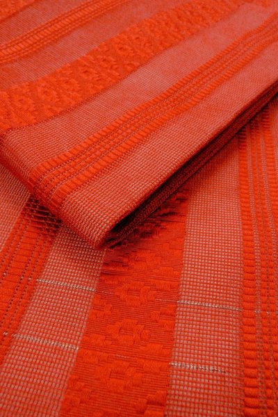 画像11: O0528F 名古屋帯 女性用着物 シルク(正絹)   赤色 献上柄 【中古】 【USED】 【リサイクル】 ★★★★☆ (11)