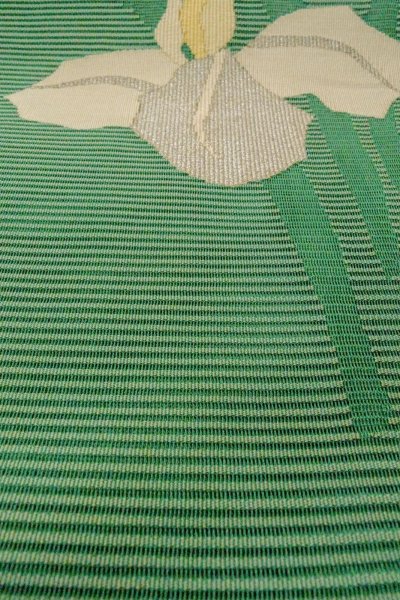 画像10: O0528H 名古屋帯 女性用着物 麻  鮮やか 緑色 あやめ 【中古】 【USED】 【リサイクル】 ★★☆☆☆ (10)
