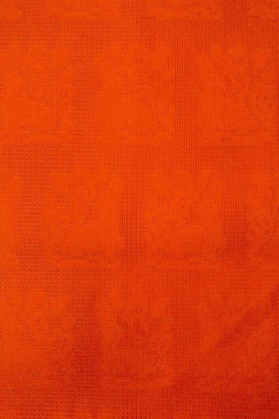 画像3: O0528I 名古屋帯 女性用着物 麻  鮮やか 橙色 抽象的模様 【中古】 【USED】 【リサイクル】 ★★★☆☆ (3)