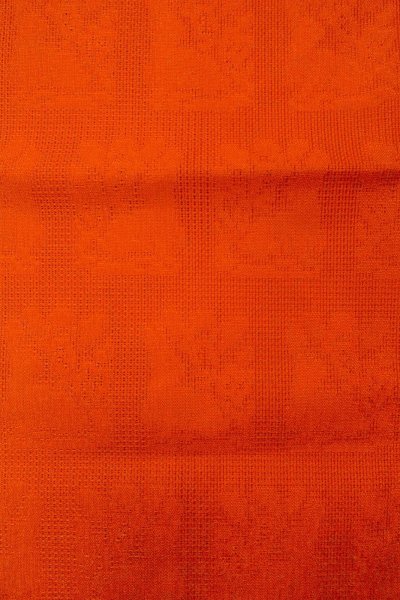 画像4: O0528I 名古屋帯 女性用着物 麻  鮮やか 橙色 抽象的模様 【中古】 【USED】 【リサイクル】 ★★★☆☆ (4)