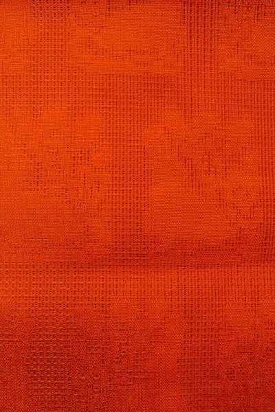 画像5: O0528I 名古屋帯 女性用着物 麻  鮮やか 橙色 抽象的模様 【中古】 【USED】 【リサイクル】 ★★★☆☆ (5)