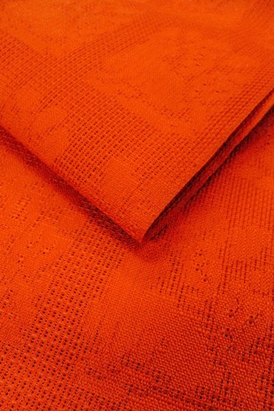 画像11: O0528I 名古屋帯 女性用着物 麻  鮮やか 橙色 抽象的模様 【中古】 【USED】 【リサイクル】 ★★★☆☆ (11)