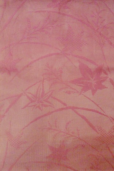 画像3: O0528M 名古屋帯 女性用着物 麻  灰色がかった 藤色 もみじ 【中古】 【USED】 【リサイクル】 ★★☆☆☆ (3)