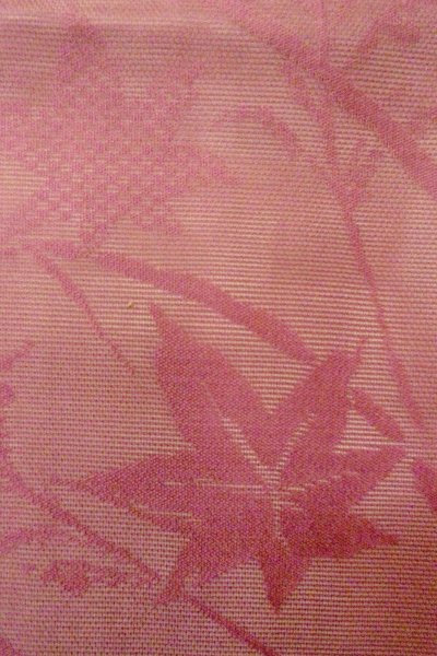 画像5: O0528M 名古屋帯 女性用着物 麻  灰色がかった 藤色 もみじ 【中古】 【USED】 【リサイクル】 ★★☆☆☆ (5)