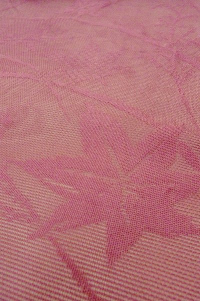 画像8: O0528M 名古屋帯 女性用着物 麻  灰色がかった 藤色 もみじ 【中古】 【USED】 【リサイクル】 ★★☆☆☆ (8)