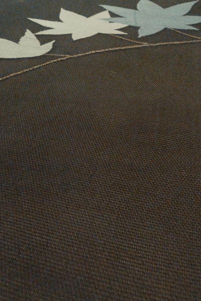 画像10: O0528Q 名古屋帯 女性用着物 麻   黒 もみじ 【中古】 【USED】 【リサイクル】 ★☆☆☆☆ (10)