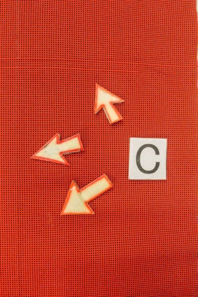 画像14: O0528R 八寸（袋名古屋）帯 女性用着物 シルク（正絹）  鮮やか 朱赤 チェック柄 【中古】 【USED】 【リサイクル】 ★★☆☆☆ (14)