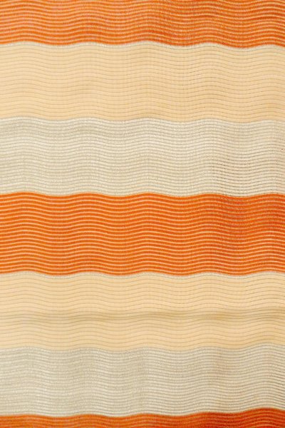 画像4: O0528U 八寸（袋名古屋）帯 女性用着物 麻   マルチカラー 縞 【中古】 【USED】 【リサイクル】 ★★★☆☆ (4)