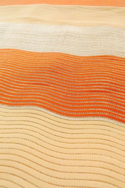 画像8: O0528U 八寸（袋名古屋）帯 女性用着物 麻   マルチカラー 縞 【中古】 【USED】 【リサイクル】 ★★★☆☆ (8)