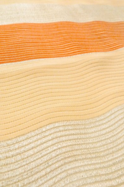 画像10: O0528U 八寸（袋名古屋）帯 女性用着物 麻   マルチカラー 縞 【中古】 【USED】 【リサイクル】 ★★★☆☆ (10)