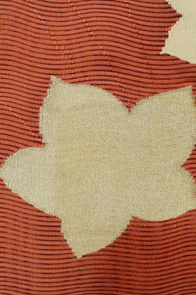 画像5: O0528W 袋帯 女性用着物 麻   朱赤 もみじ 【中古】 【USED】 【リサイクル】 ★★★★☆ (5)