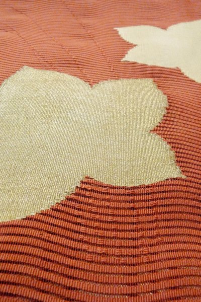 画像9: O0528W 袋帯 女性用着物 麻   朱赤 もみじ 【中古】 【USED】 【リサイクル】 ★★★★☆ (9)