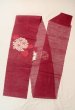 画像1: O0528Y 八寸（袋名古屋）帯 女性用着物 麻  深い えんじ 花 【中古】 【USED】 【リサイクル】 ★★★☆☆ (1)