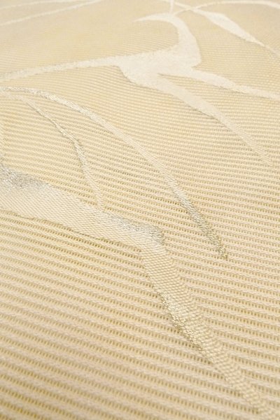 画像9: O0528Z 名古屋帯 女性用着物 麻   オフ　ホワイト 抽象的模様 【中古】 【USED】 【リサイクル】 ★★☆☆☆ (9)