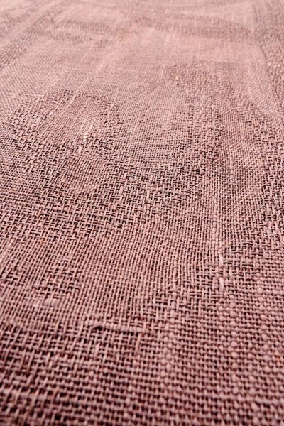 画像8: O0529A 八寸（袋名古屋）帯 女性用着物 麻 淡い 灰色がかった 紫色 抽象的模様 【中古】 【USED】 【リサイクル】 ★★☆☆☆ (8)