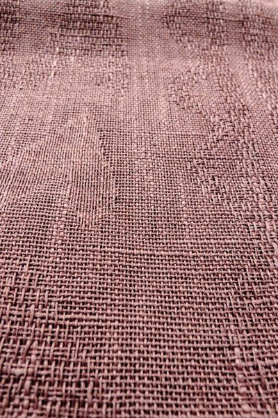 画像9: O0529A 八寸（袋名古屋）帯 女性用着物 麻 淡い 灰色がかった 紫色 抽象的模様 【中古】 【USED】 【リサイクル】 ★★☆☆☆ (9)