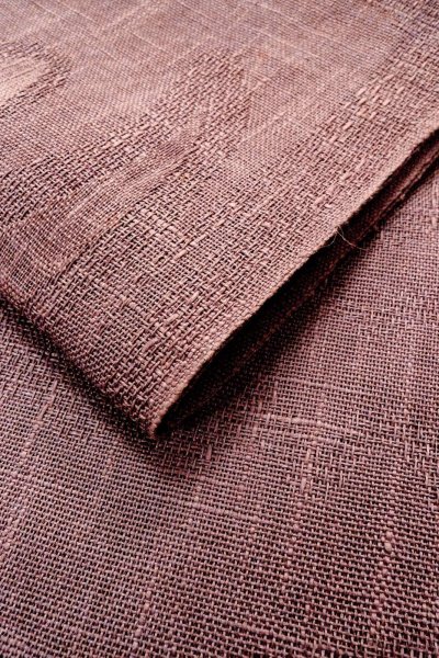 画像11: O0529A 八寸（袋名古屋）帯 女性用着物 麻 淡い 灰色がかった 紫色 抽象的模様 【中古】 【USED】 【リサイクル】 ★★☆☆☆ (11)