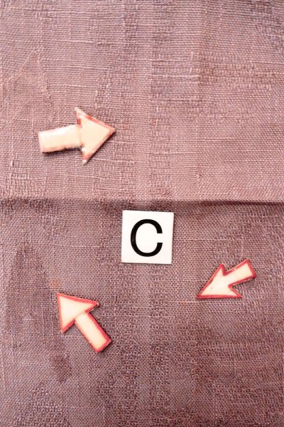 画像14: O0529A 八寸（袋名古屋）帯 女性用着物 麻 淡い 灰色がかった 紫色 抽象的模様 【中古】 【USED】 【リサイクル】 ★★☆☆☆ (14)