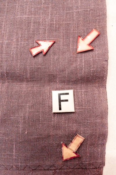 画像18: O0529A 八寸（袋名古屋）帯 女性用着物 麻 淡い 灰色がかった 紫色 抽象的模様 【中古】 【USED】 【リサイクル】 ★★☆☆☆ (18)