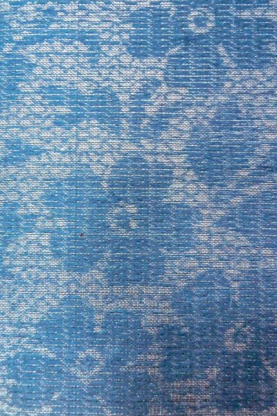 画像7: O0606E 名古屋帯 女性用着物 麻  光沢のある 銀色 花 【中古】 【USED】 【リサイクル】 ★☆☆☆☆ (7)