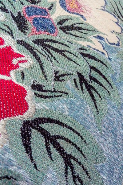 画像11: O0606E 名古屋帯 女性用着物 麻  光沢のある 銀色 花 【中古】 【USED】 【リサイクル】 ★☆☆☆☆ (11)