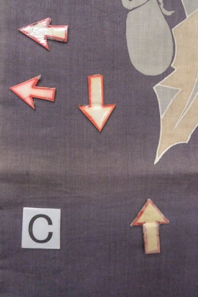 画像15: O0606F 名古屋帯 女性用着物 麻  深い 紫色 葉 【中古】 【USED】 【リサイクル】 ★★☆☆☆ (15)