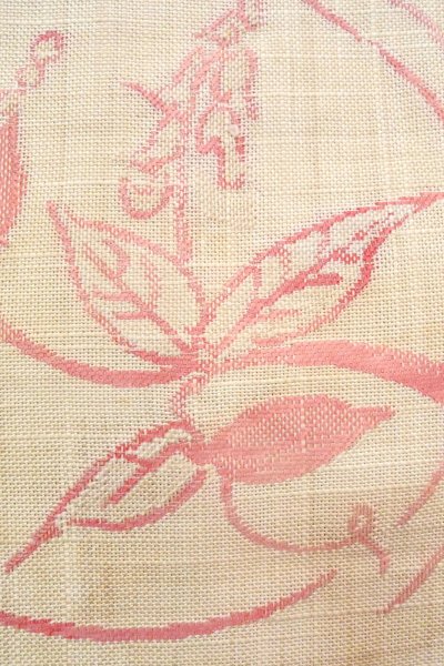 画像6: O0606G 名古屋帯 女性用着物 麻   アイボリー つた 【中古】 【USED】 【リサイクル】 ★★☆☆☆ (6)