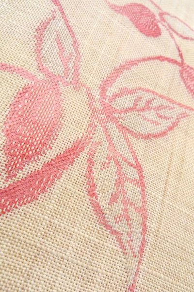 画像9: O0606G 名古屋帯 女性用着物 麻   アイボリー つた 【中古】 【USED】 【リサイクル】 ★★☆☆☆ (9)