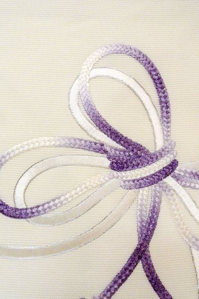 画像5: O0606J 名古屋帯 女性用着物 麻  薄い オフ　ホワイト 房付き紐 【中古】 【USED】 【リサイクル】 ★★★☆☆ (5)