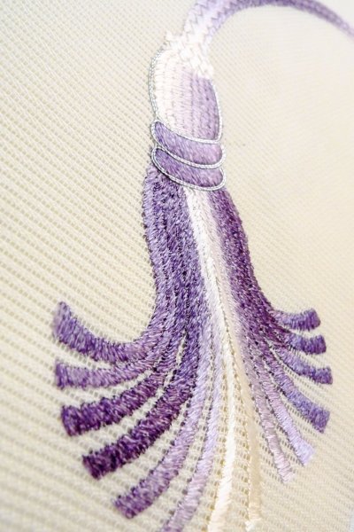 画像11: O0606J 名古屋帯 女性用着物 麻  薄い オフ　ホワイト 房付き紐 【中古】 【USED】 【リサイクル】 ★★★☆☆ (11)