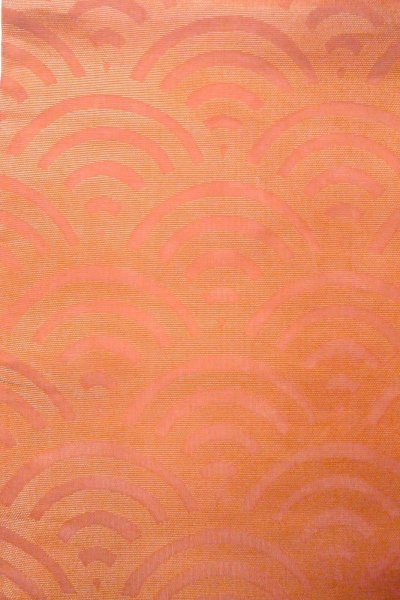 画像4: O0606L 袋帯 女性用着物 麻  光沢のある 橙色 青海波 【中古】 【USED】 【リサイクル】 ★★★☆☆ (4)